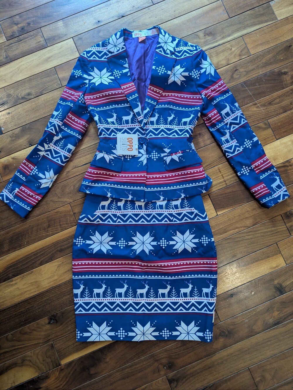 NWT Oppo Blue and Red Buffalo Bills Holiday Print Peplum Dress Set